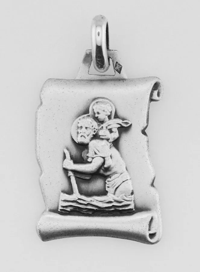 Medaille Doopsel Perkament Heilige Christoffel 925 Zilver (pic 1)