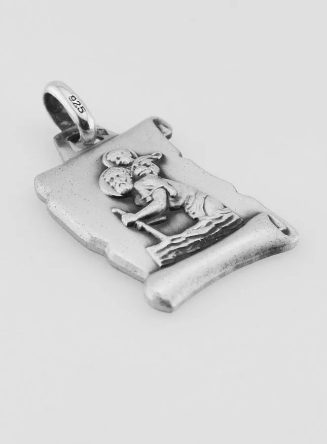Medaille Doopsel Perkament Heilige Christoffel 925 Zilver (pic 3)