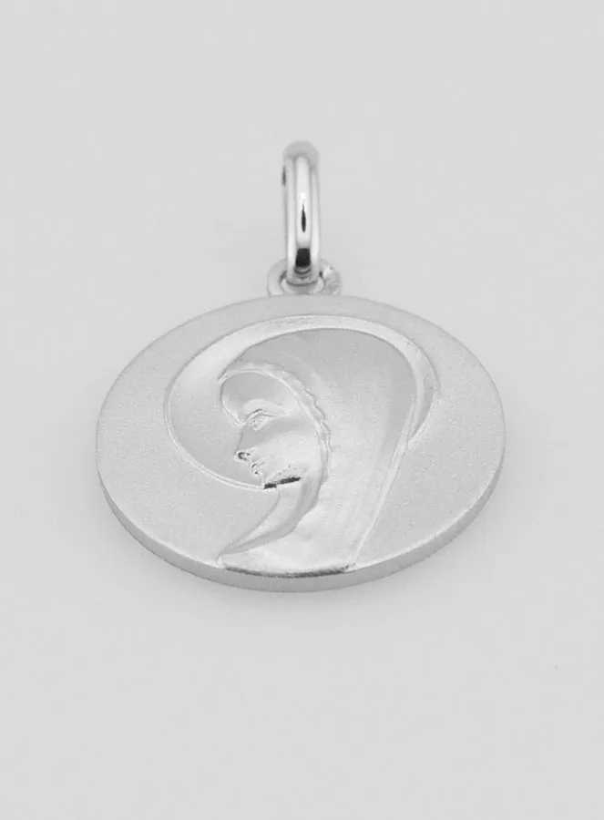 Medaille Maria met Sluier en Aureool van Echt Zilver -18mm (pic 2)