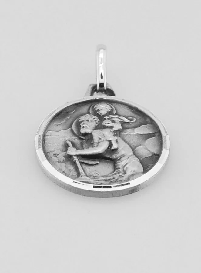 Medaillon Heilige Christoffel Geslepen 925/000 Zilver - 16 mm (pic 2)