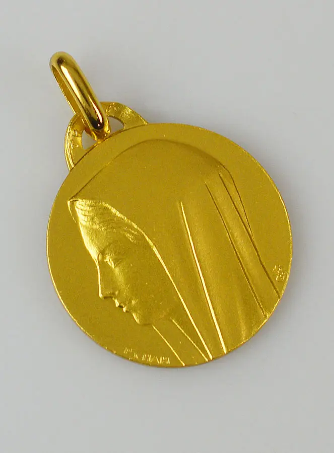 Hanger Profiel Heilige Maagd Maria met Sluier Verguld - 18 mm (pic 3)