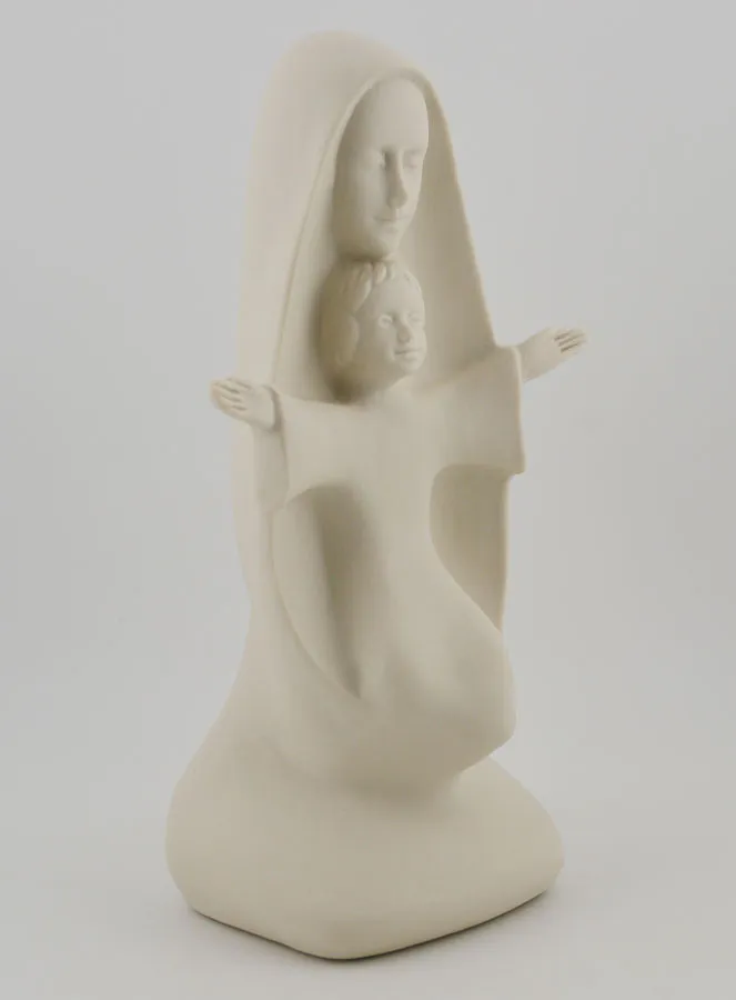 Modern Beeld Maria met Kindje Jezus - Porselein - 20 cm (pic 3)