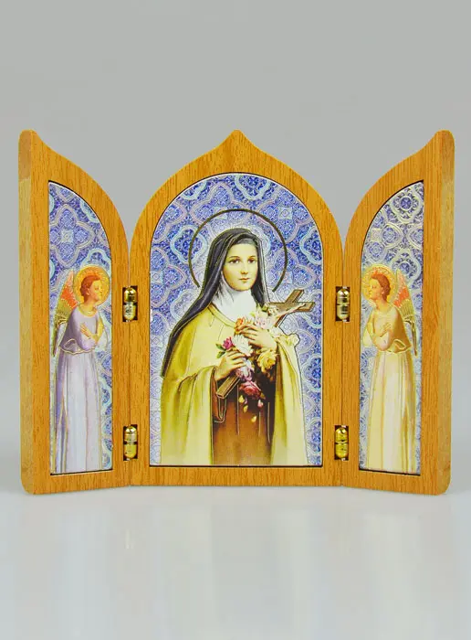 Icoon Drieluik Heilige Theresia van Lisieux Hout (pic 2)
