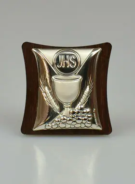 Icoon Eucharistie Zilver op Hout - Eerst Communie (pic 1)