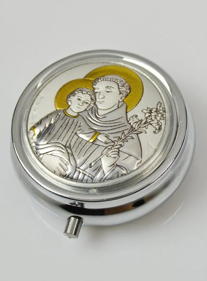 Hostie Doosje Heilige Antonius van Padua - Echt Zilveren Medaille (pic 3)