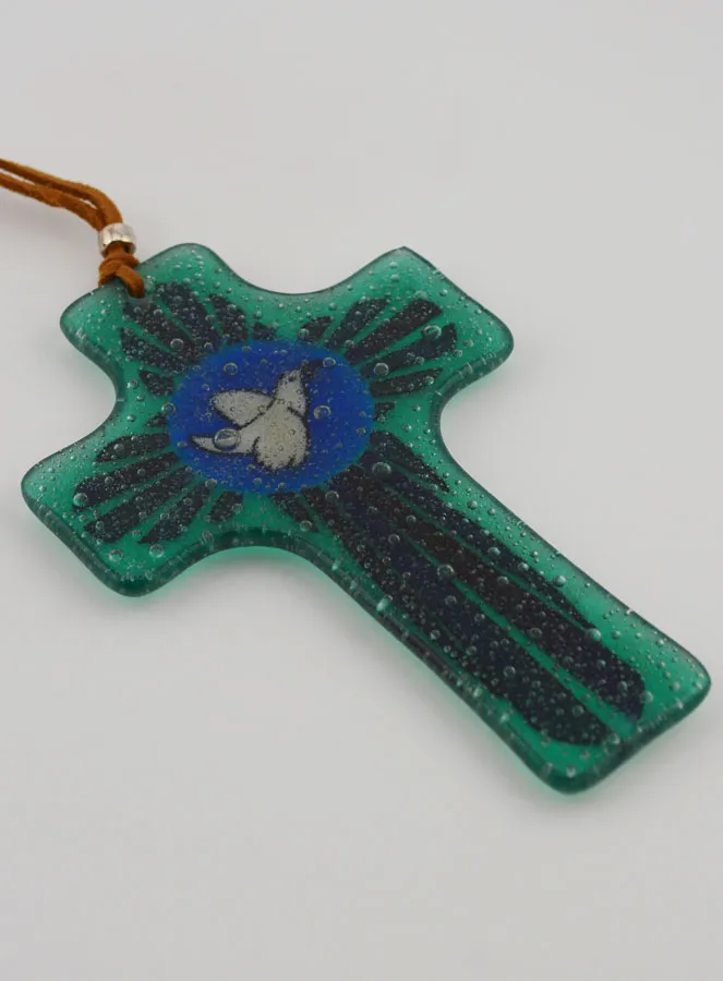 Kruis Vredes-duif van Glas - 12 cm (pic 4)