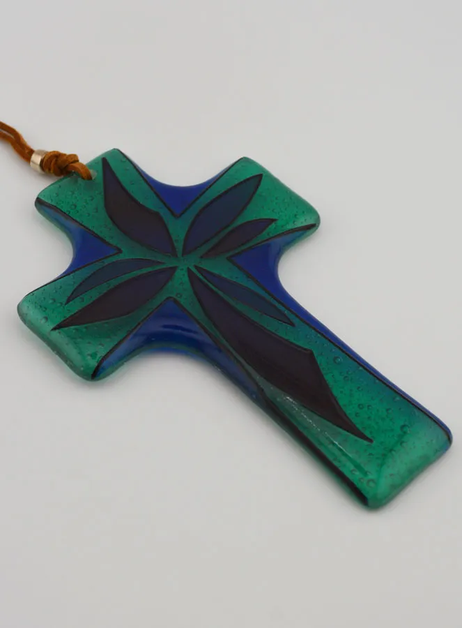 Glazen Kruis Handgemaakt - 12 cm (pic 3)