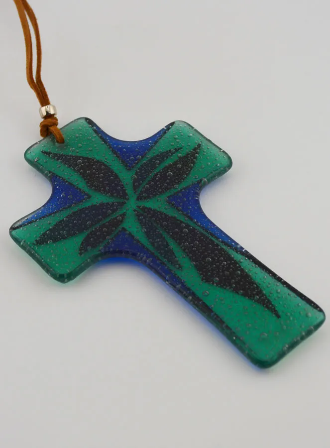 Glazen Kruis Handgemaakt - 12 cm (pic 4)