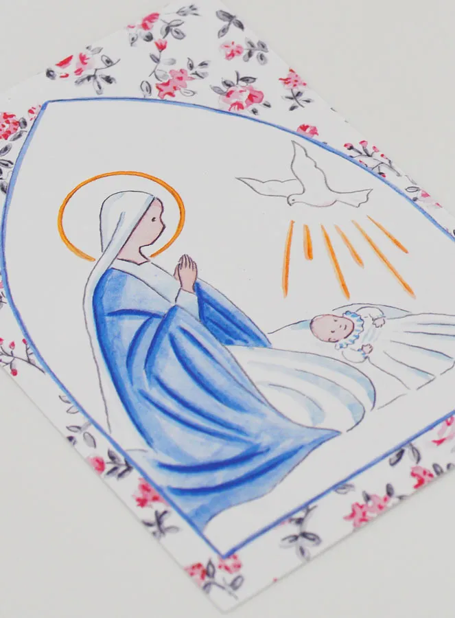 Doop-Kaart - Heilige Maria en Duif (pic 3)