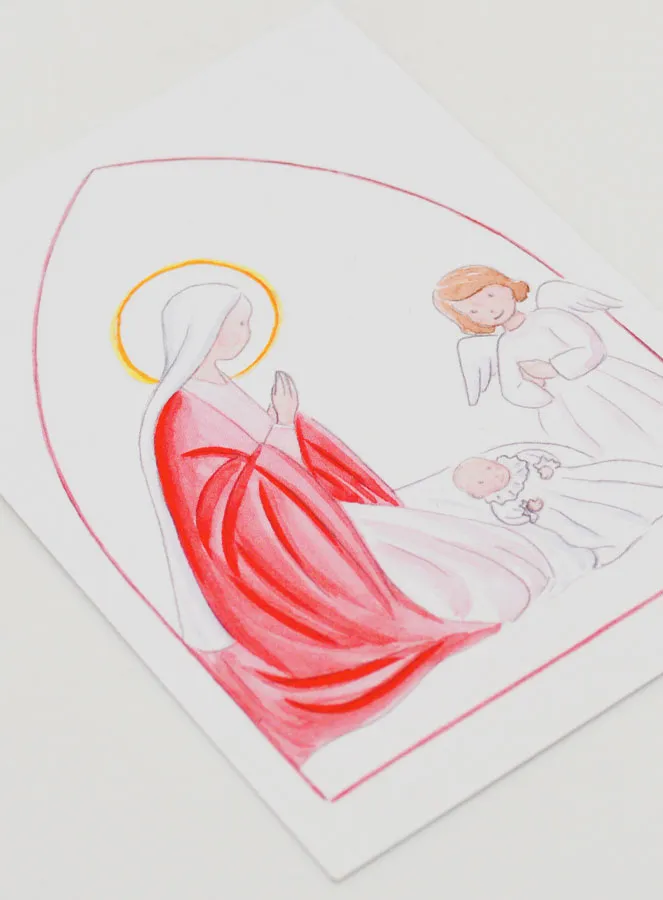 Doop Kaart - Maria en Bescherm Engel - Roze (pic 3)