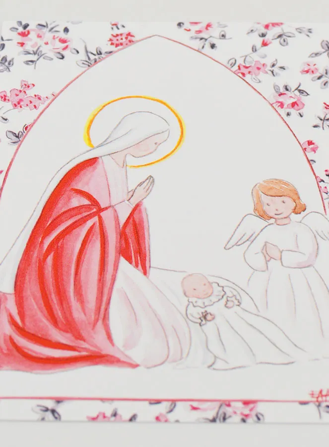 Doop Kaart Heilige Maria en Beschermengel - Rozen (pic 2)