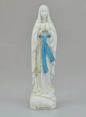 Beeld Maria van Lourdes met Rozenkrans - 18 cm - Handgemaakt in Lourdes (pic 1)