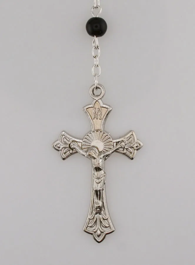 Rozenkrans Collier Trendy Zwarte Kristal Kralen van Lourdes - 50 cm (pic 3)