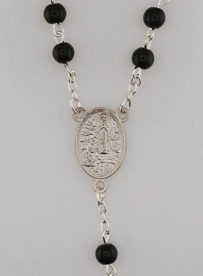Rozenkrans Collier Trendy Zwarte Kristal Kralen van Lourdes - 50 cm (pic 4)