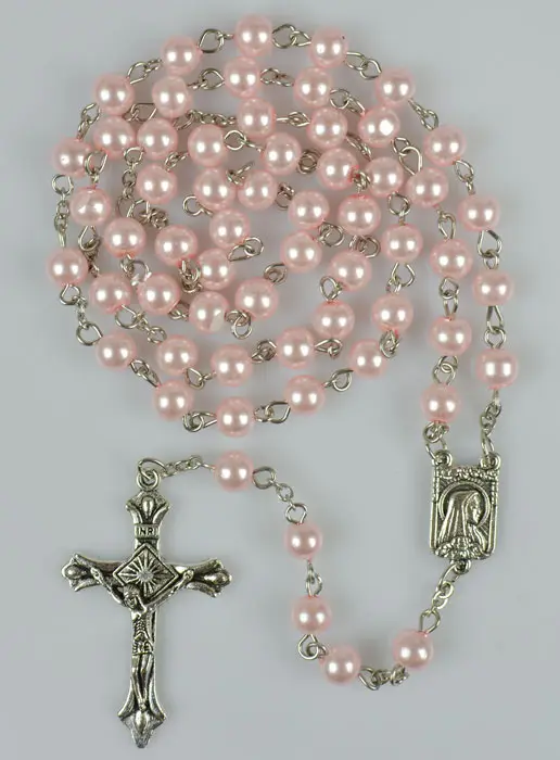 Rozenkrans Lourdes Roze Kralen - Lourdes Medaille - 60 cm (pic 2)