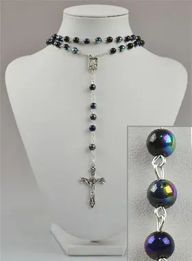 Trendy Lourdes Rozenkrans met Zwarte Kristal Kralen (pic 1)