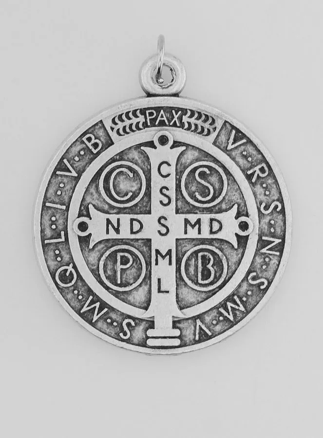 Devotie Medaille Heilige Benedictus Zilverkleurig - 36mm (pic 4)
