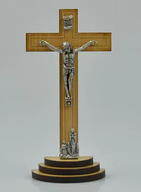 Lourdes Kruisbeeld Hout met Corpus Bronskleurig - 12 cm (pic 1)