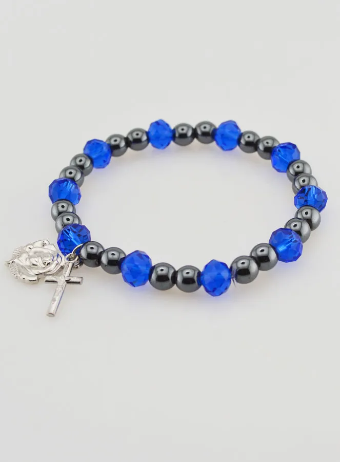 Religieuze Armband Zwarte en Blauwe Kralen (pic 3)