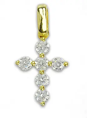 Verguld Kruisje met Strass Diamanten - 15 mm (pic 1)