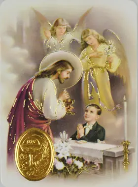 Communie Prentje met Medaille Eerste Communie Jongen (pic 1)