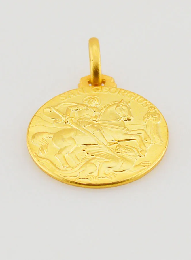 Doop Hanger Heilige Joris Verguld - 18mm (pic 2)