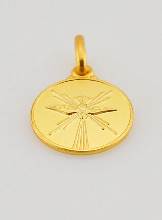 Doopmedaille Duif Heilige Geest Verguld - 14mm (pic 2)