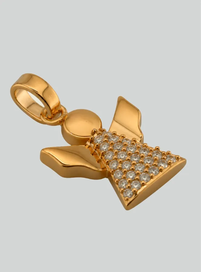 Hangertje Doopsel Beschermengel Verguld en Strass Diamanten - 15 mm. (pic 2)