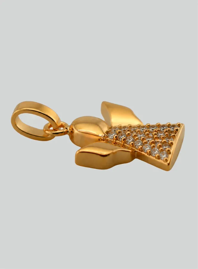 Hangertje Doopsel Beschermengel Verguld en Strass Diamanten - 15 mm. (pic 3)