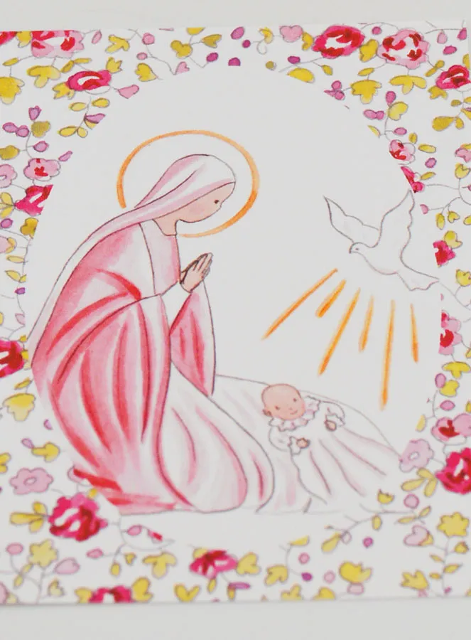 Doop Prent - Maagd Maria en Heilige Geest Duif - Roze (pic 2)