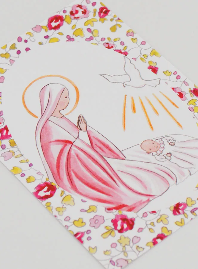 Doop Prent - Maagd Maria en Heilige Geest Duif - Roze (pic 3)