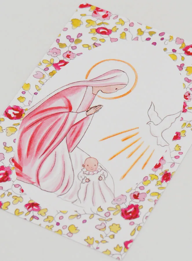 Doop Prent - Maagd Maria en Heilige Geest Duif - Roze (pic 4)