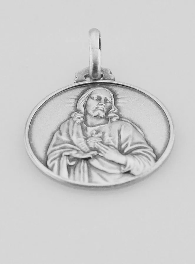 Zilveren Doop Hanger Jezus Heilig Hart 925 Zilver - 18mm (pic 2)