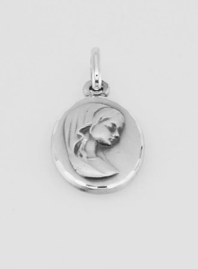 Doop Medaillon Maagd Maria met Sluier Echt Zilver (pic 2)