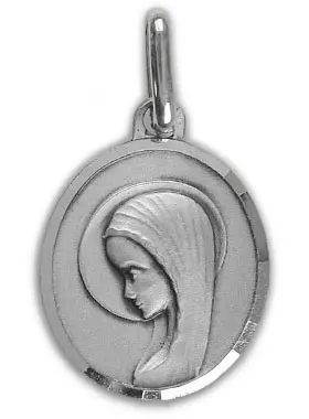 Doop Hanger Maagd Maria met Sluier Modern - Massief Zilver (pic 1)