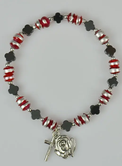 Armband Tientje Bloem Kralen Hematiet - Kruis (pic 2)