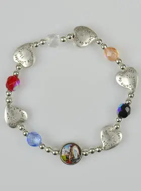 Tientje Rozenkrans Armband met Hartjes gegraveerd Onze Lieve Vrouw van Lourdes (pic 1)