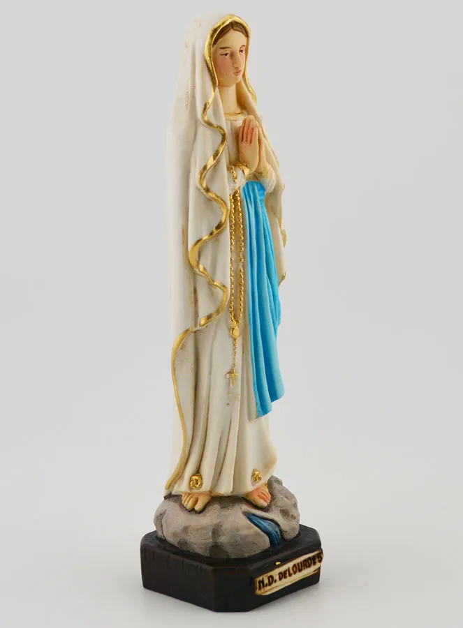 Polychroom Beeld Maria van Lourdes op Voetstuk - 15 cm (pic 3)