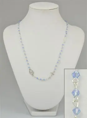 Trendy Rozenkrans Collier met Blauwe Kristal Kralen (pic 1)