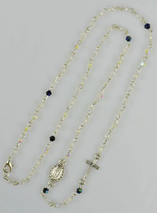 Rozenkrans Ketting Kristal Kralen Zwart - 50 cm (pic 2)