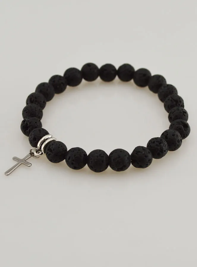 Armband Lava Steen en Kruisje (pic 4)