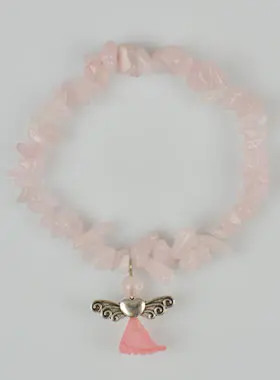 Religieuze Armband Bescherm Engel - Rozenkwarts Steen (pic 1)