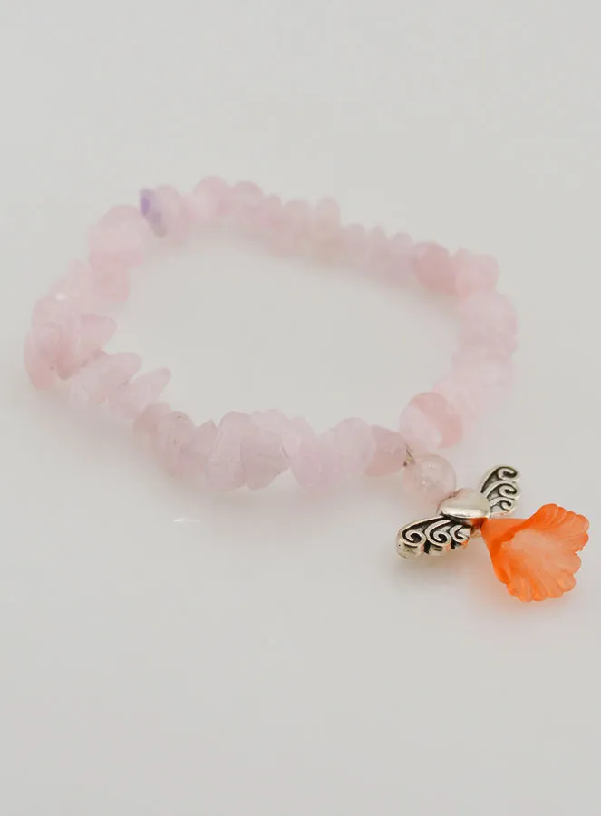 Religieuze Armband Bescherm Engel - Rozenkwarts Steen (pic 3)