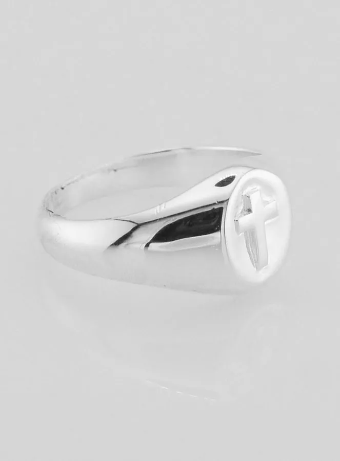 Zegelring Kruis Jezus Echt Zilver - Maat 58 (pic 3)