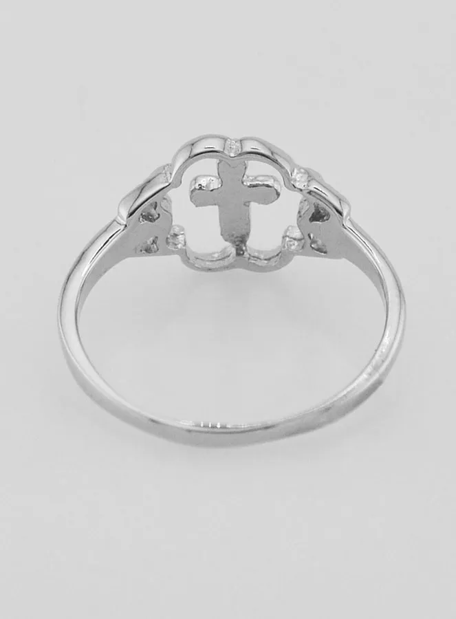 Ring Kruis en Bloem Echt Zilver  - Maat 54 (pic 4)