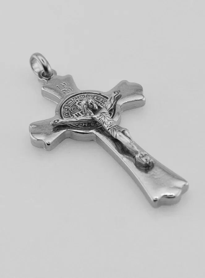 Hanger Kruis Heilige Benedictus Zilverkleurig - 5 cm (pic 3)