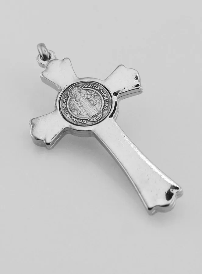 Hanger Kruis Heilige Benedictus Zilverkleurig - 5 cm (pic 4)