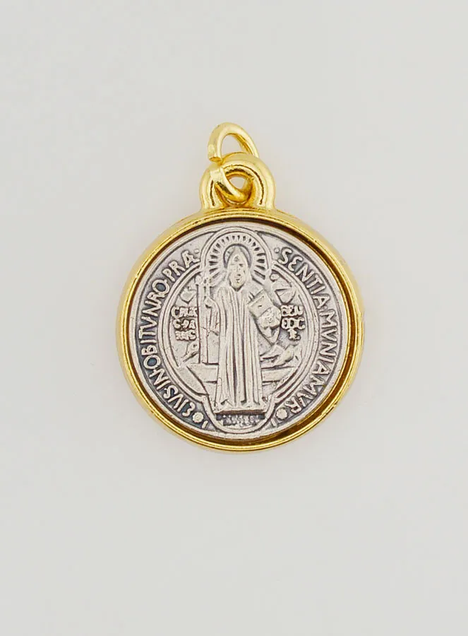 Medaille Heilige Benedictus Goudkleur - 20mm (pic 4)