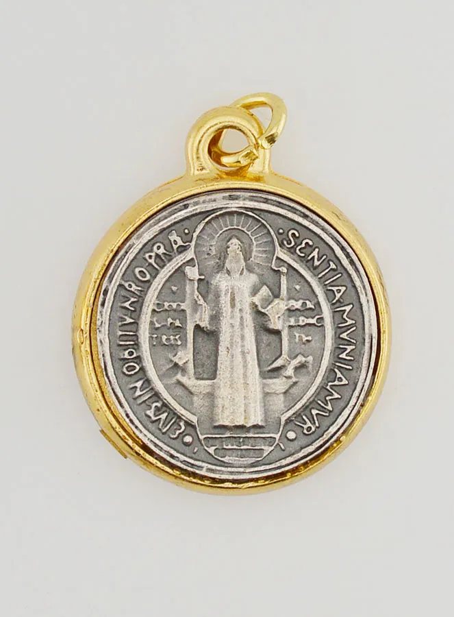 Devotie Medaille Heilige Benedictus Goudkleurig - 25mm (pic 4)