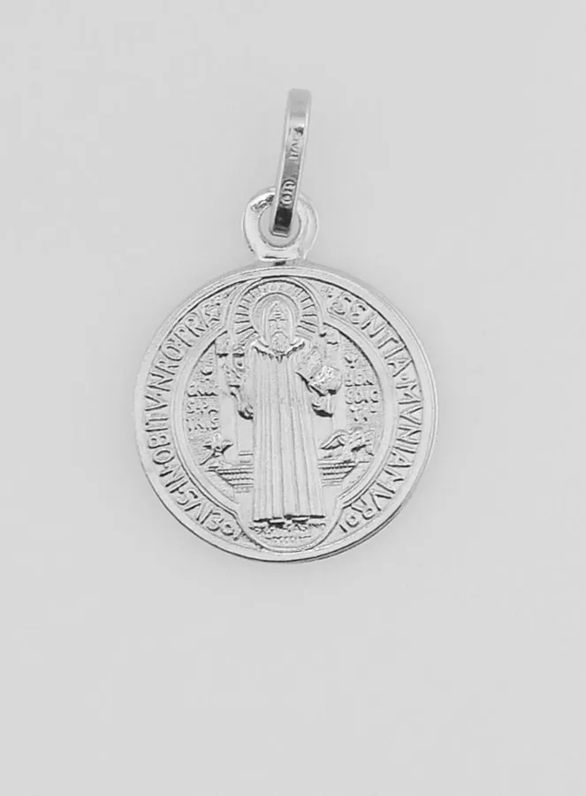 Devotie medaille Heilige Benedictus 925 Zilver - 15mm (pic 4)